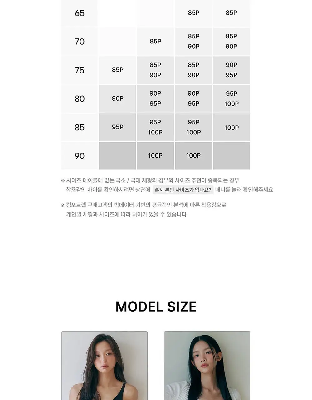[컴포트랩] 듀얼 쿨 볼륨 V컷 브라렛 4colors / 4Size 상세페이지 26